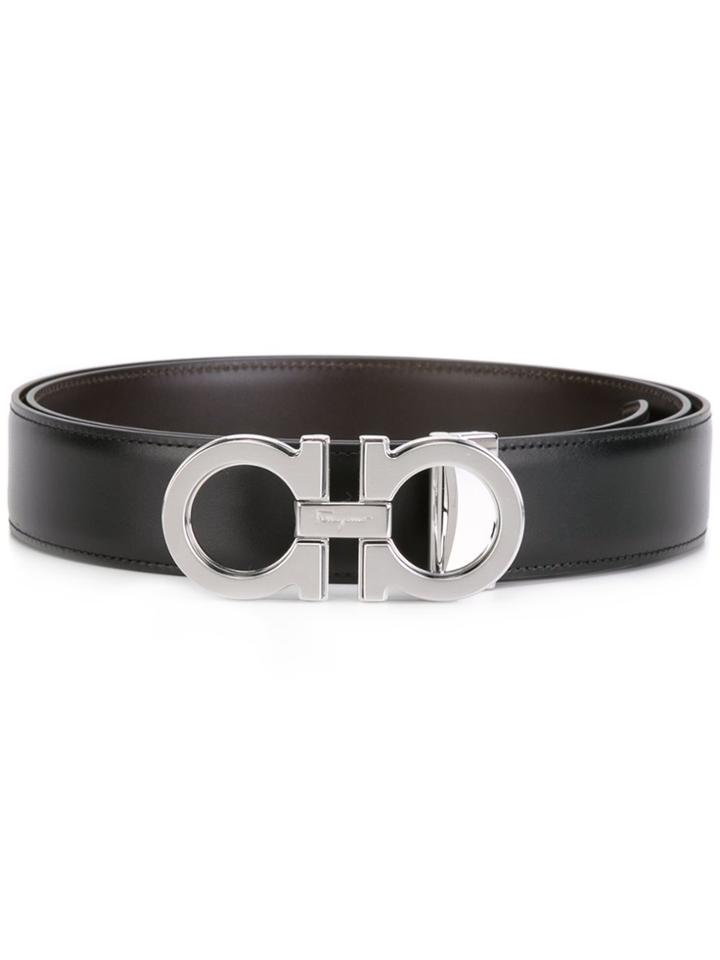 Salvatore Ferragamo Gancini Buckle Belt Set - Black