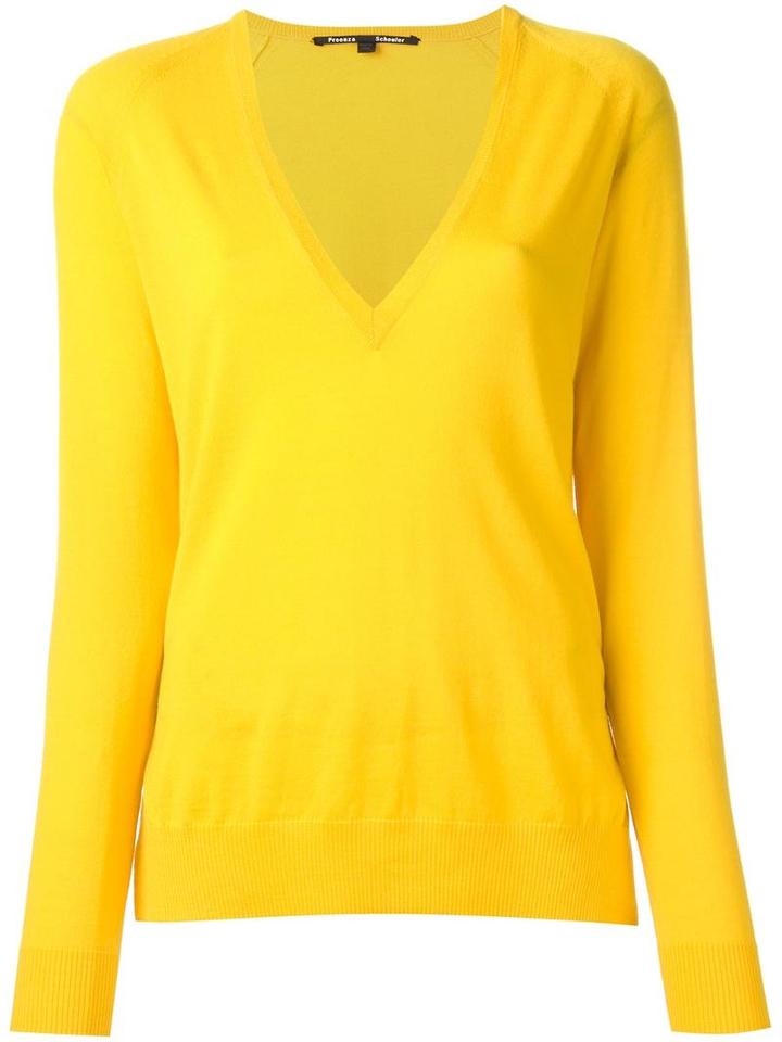 Proenza Schouler V-neck Jumper, Women's, Size: Medium, Yellow/orange, Wool
