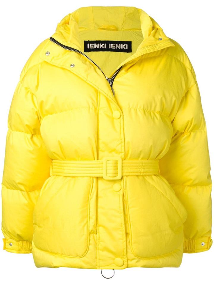 Ienki Ienki Belted Puffer Coat - Yellow & Orange