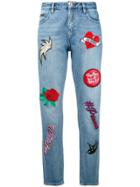 Philipp Plein Embroidered Cropped Jeans - Blue