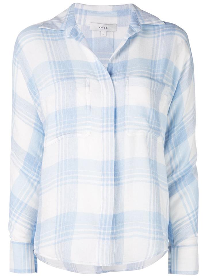 Vince Concealed Fastened Plaid Shirt - Blue