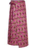 Comme Des Garçons Vintage Embroidered Wrap Around Skirt - Pink &