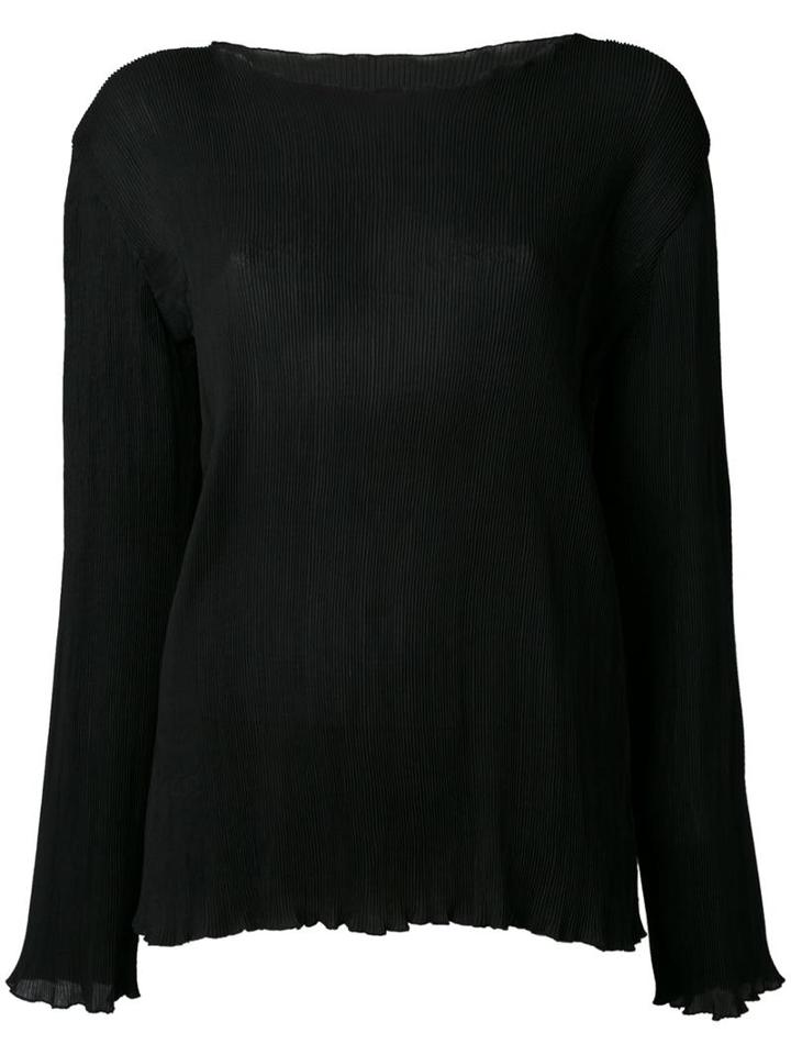 Georgia Alice Fine Pleated Long Sleeve Top, Women's, Size: 8, Black, Polyester