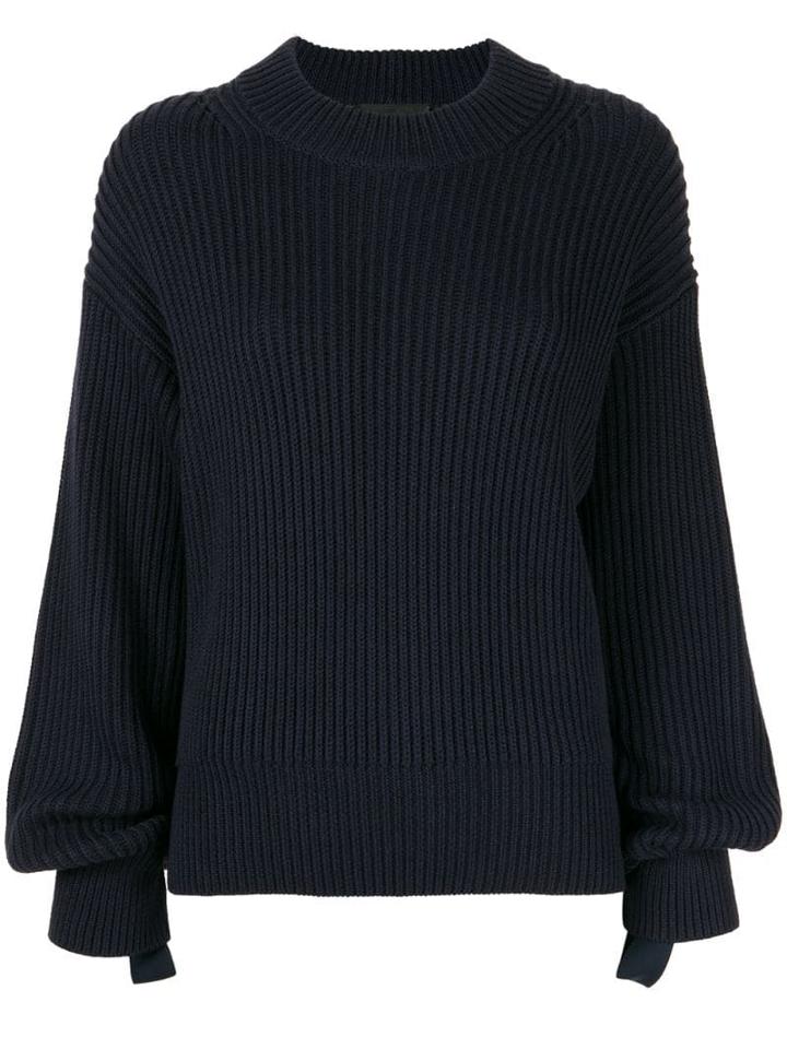 Helmut Lang Ribbed Design Jumper - Blue