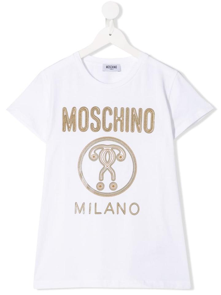 Moschino Kids Teen Metallic Print T-shirt - White
