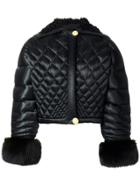 Versace Vintage Puffer Cropped Oversized Jacket - Black