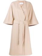 Calvin Klein Belted Wrap Coat - Neutrals
