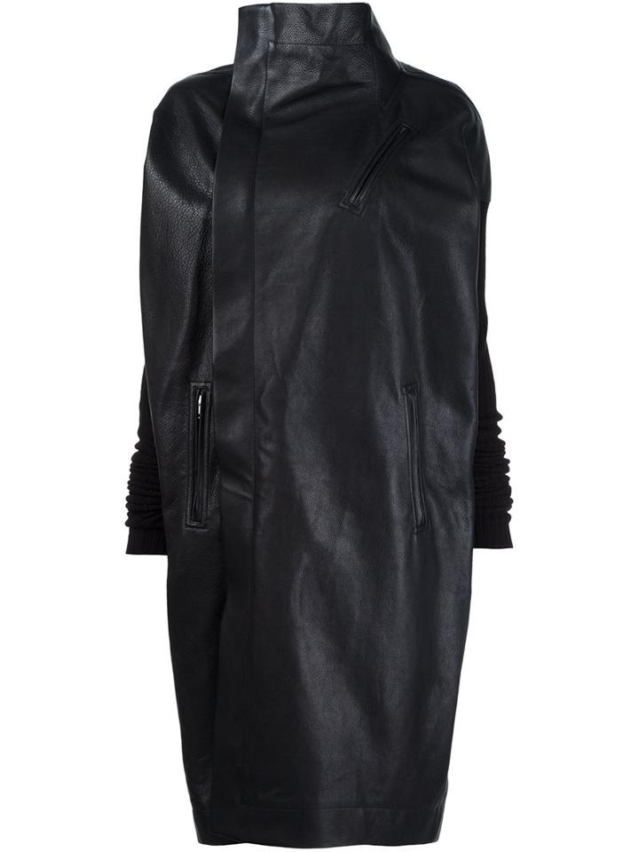 Rick Owens Oversized Coccon Coat, Women's, Size: 42, Black, Calf Leather