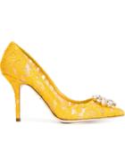 Dolce & Gabbana Belluci Pumps, Women's, Size: 39.5, Yellow/orange, Silk/cotton/viscose/leather