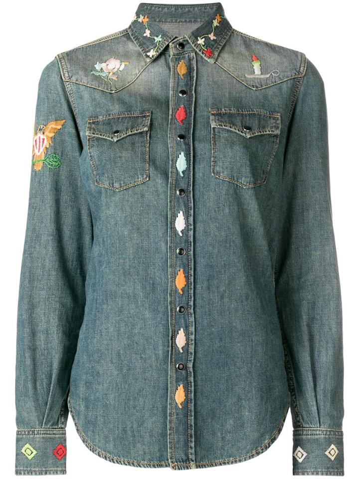 Saint Laurent Embroidered Shirt - Blue