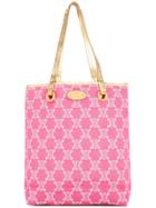 Céline Vintage Macadam Pattern Shoulder Tote Bag - Pink