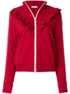 Red Valentino Ruffled Zipped Sweatshirt