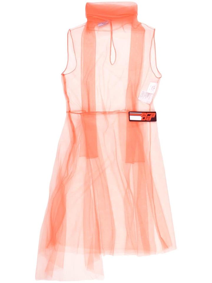 Prada Sleeveless Organza Logo Patch Dress - Yellow & Orange