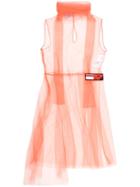Prada Sleeveless Organza Logo Patch Dress - Yellow & Orange