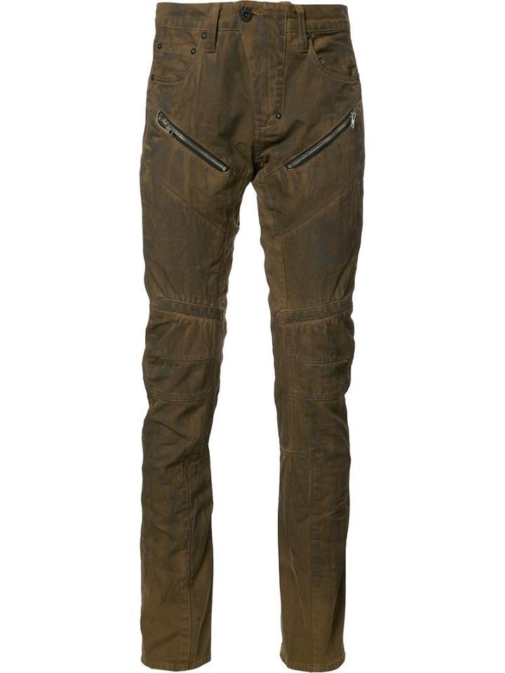 Prps Zip-detail Biker Jeans, Men's, Size: 32, Brown, Cotton