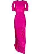 Mugler Ruched Maxi Dress - Pink