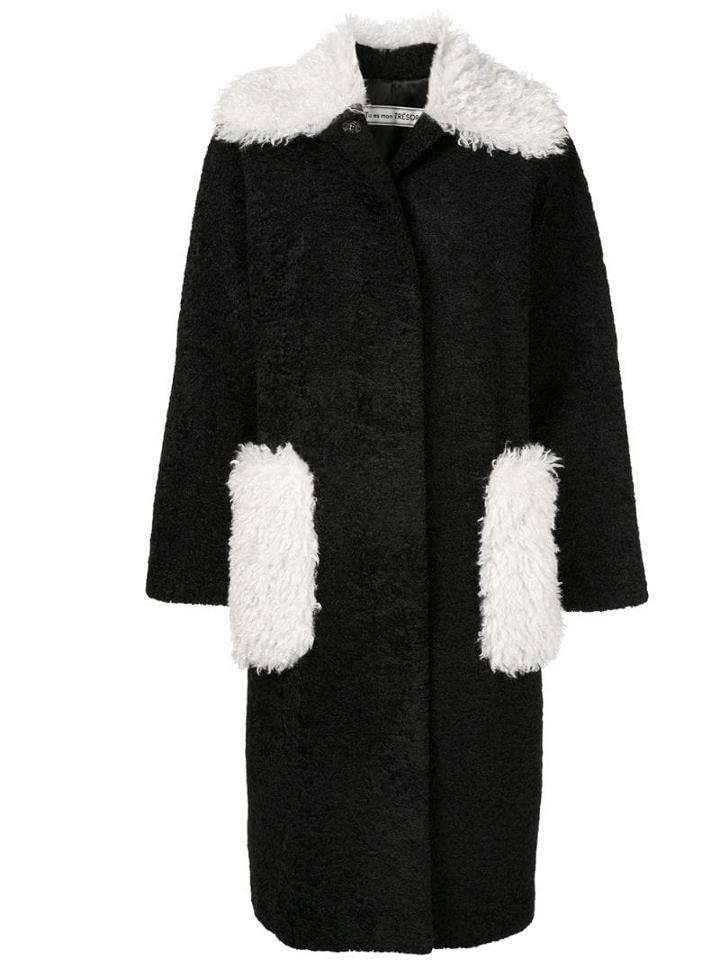 Tu Es Mon Trésor Phoenix Faux Fur Long Coat - Black