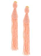 Oscar De La Renta Beaded Fringe Earrings - Pink & Purple