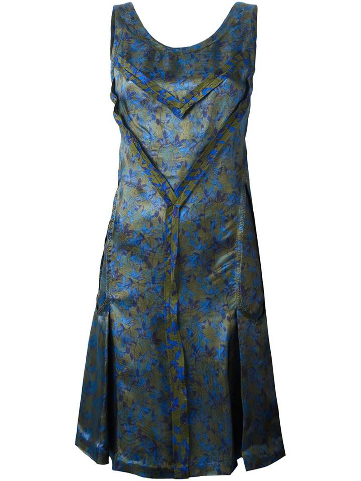Maison Margiela Pleat Detail Printed Dress