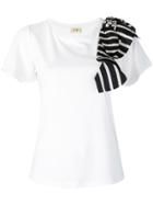 Liu Jo Striped Shoulder Detail T-shirt - White