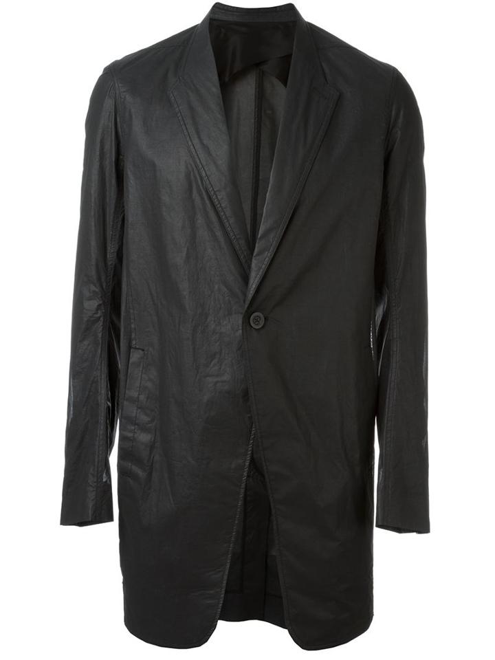 Rick Owens Single Breasted Coat, Men's, Size: 48, Black, Cotton/cupro