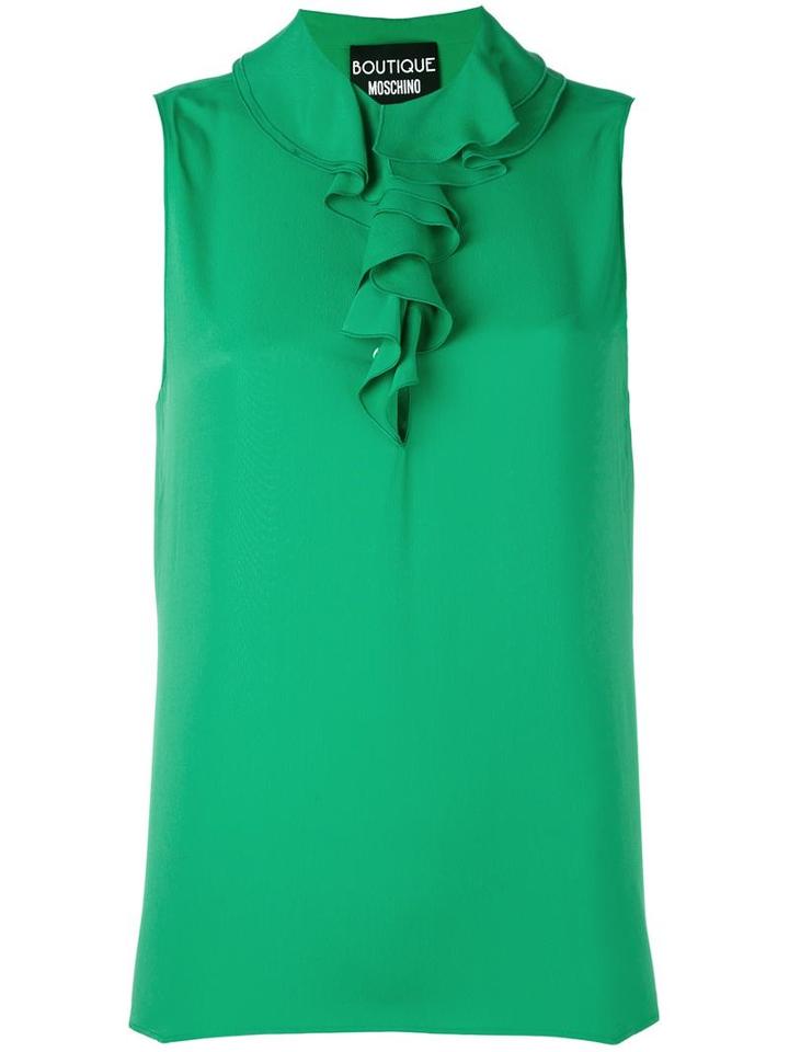 Boutique Moschino Ruffle Neck Sleeveless Blouse, Women's, Size: 42, Rayon/silk