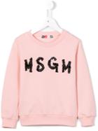 Msgm Kids Embellished Logo Sweatshirt, Girl's, Size: 10 Yrs, Pink/purple