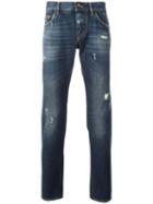 Dolce & Gabbana Ripped Detail Jeans, Men's, Size: 48, Blue, Cotton