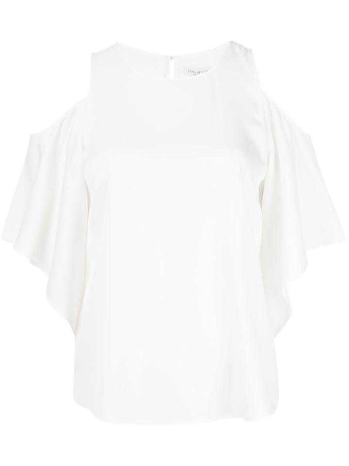 Halston Heritage Cold Shoulder Blouse, Women's, Size: 8, White, Silk