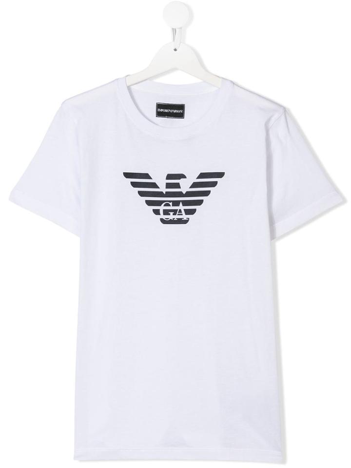 Emporio Armani Kids Teen Logo Print T-shirt - White