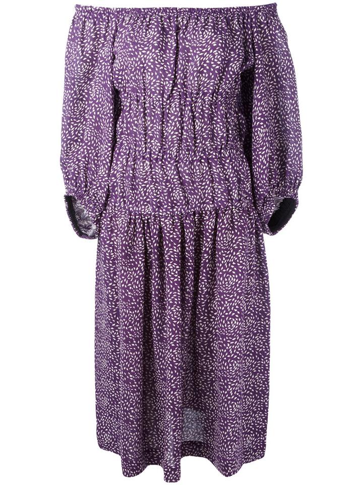Sonia Rykiel Off-shoulder Shift Dress, Women's, Size: 36, Pink/purple, Linen/flax