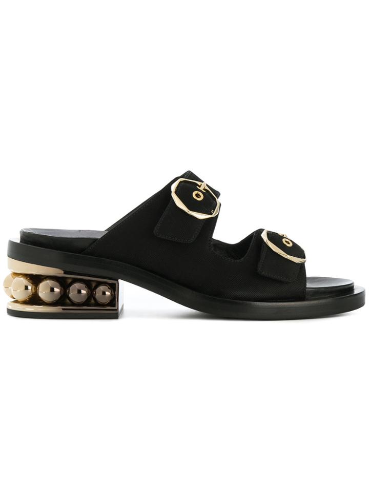 Nicholas Kirkwood Studded Heel Strap Mules - Black