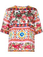 Dolce & Gabbana Mambo Print Top, Women's, Size: 46, Pink/purple, Silk