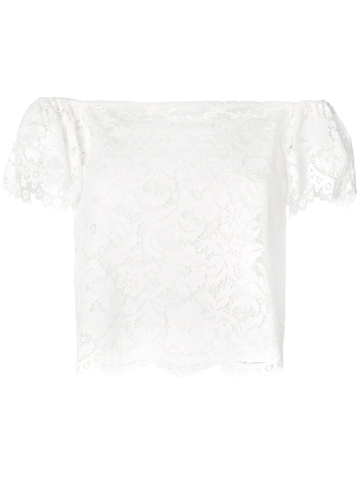 Twin-set Lace-embroidered Crop Top - White