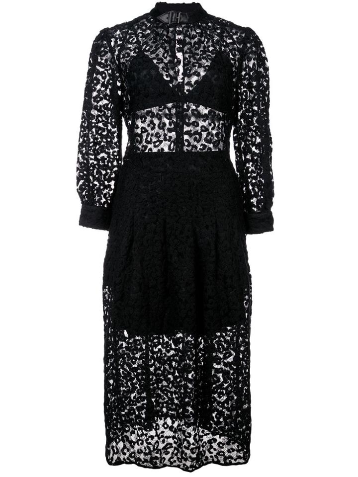 Fleur Du Mal Leopard Lace Dress With Triangle Bra - Black