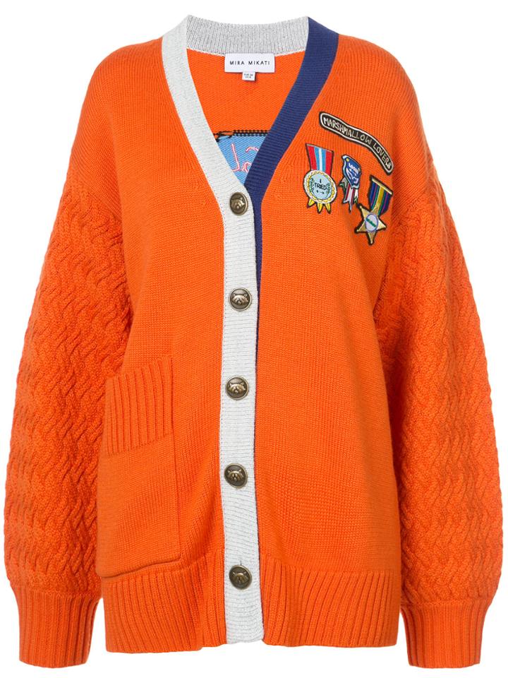 Mira Mikati Cardigan With Embroidered Badges - Yellow & Orange