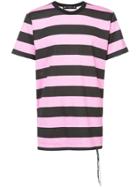 Mastermind Japan Striped T-shirt With Skull Print Back - Pink & Purple