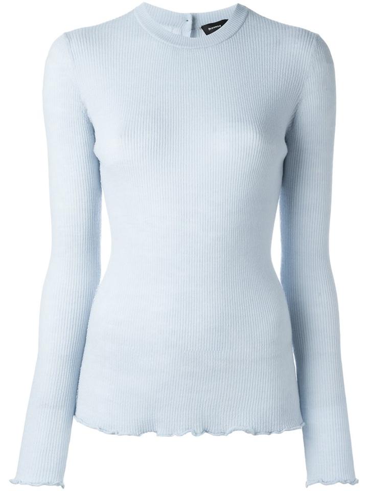 Proenza Schouler Fitted Ribbed Jumper, Women's, Size: Large, Blue, Wool