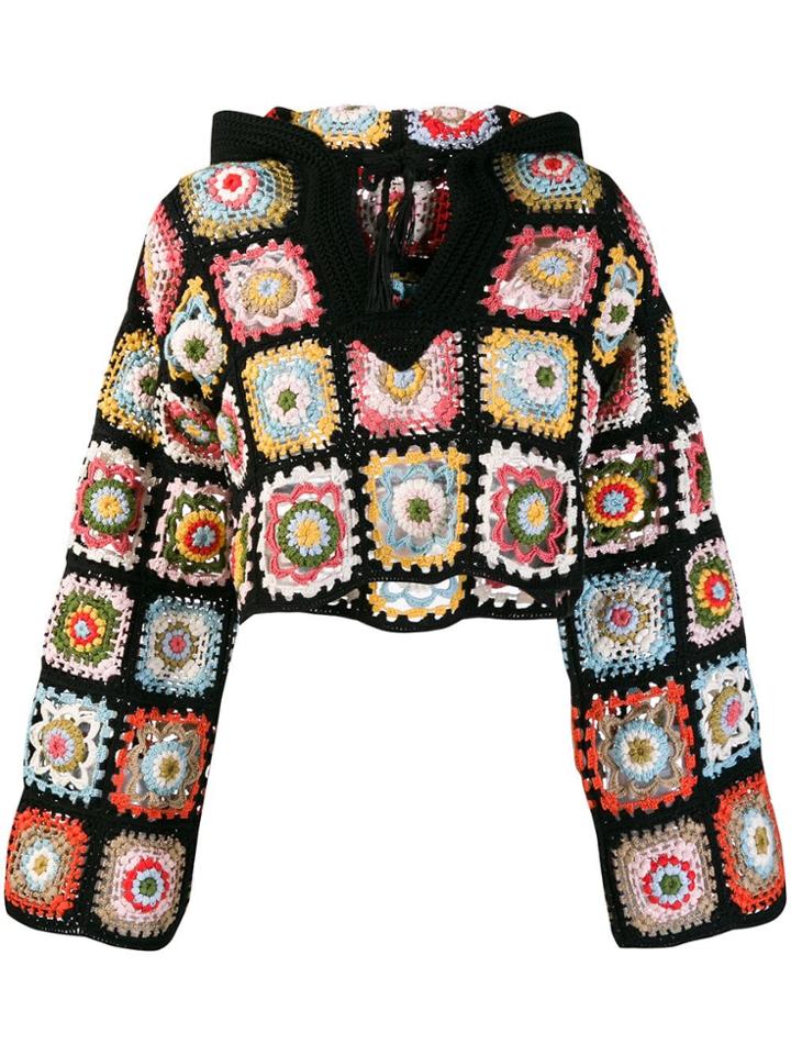 Alanui Crochet Knit Hoodie - Black