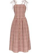 Rejina Pyo Multicolour Check Print Cotton Dress - Red