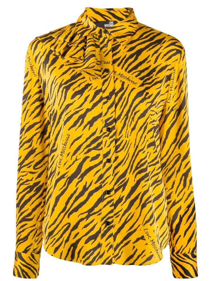 Love Moschino All Over Logo Print Blouse - Yellow