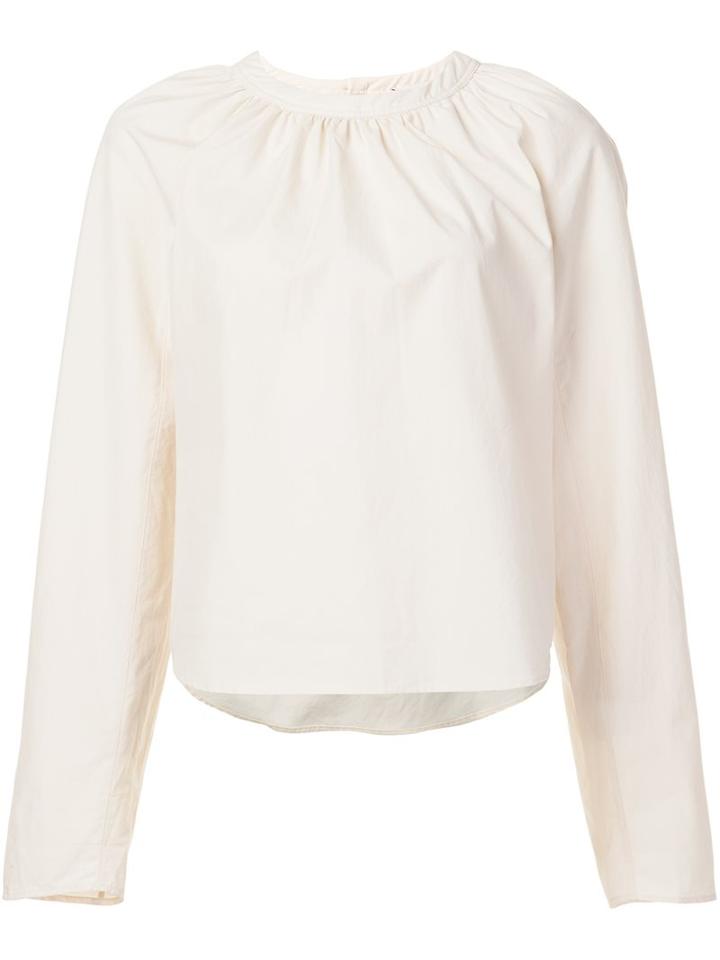 Lemaire Gathered Neck Blouse, Women's, Size: 36, Nude/neutrals, Cotton