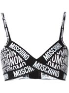 Moschino - All-over Logo Bikini Top - Women - Polyester/spandex/elastane - 1, Black, Polyester/spandex/elastane