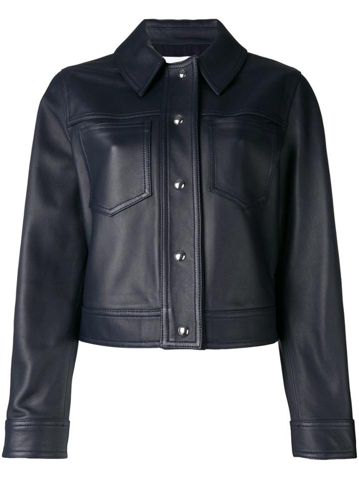 Calvin Klein Leather Trucker Jacket - Blue