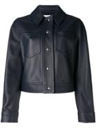 Calvin Klein Leather Trucker Jacket - Blue