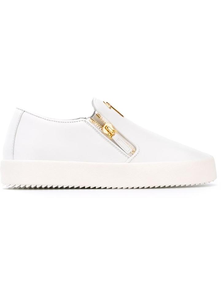 Giuseppe Zanotti Design Adam Slip-on Sneakers, Men's, Size: 43, White, Calf Leather/rubber