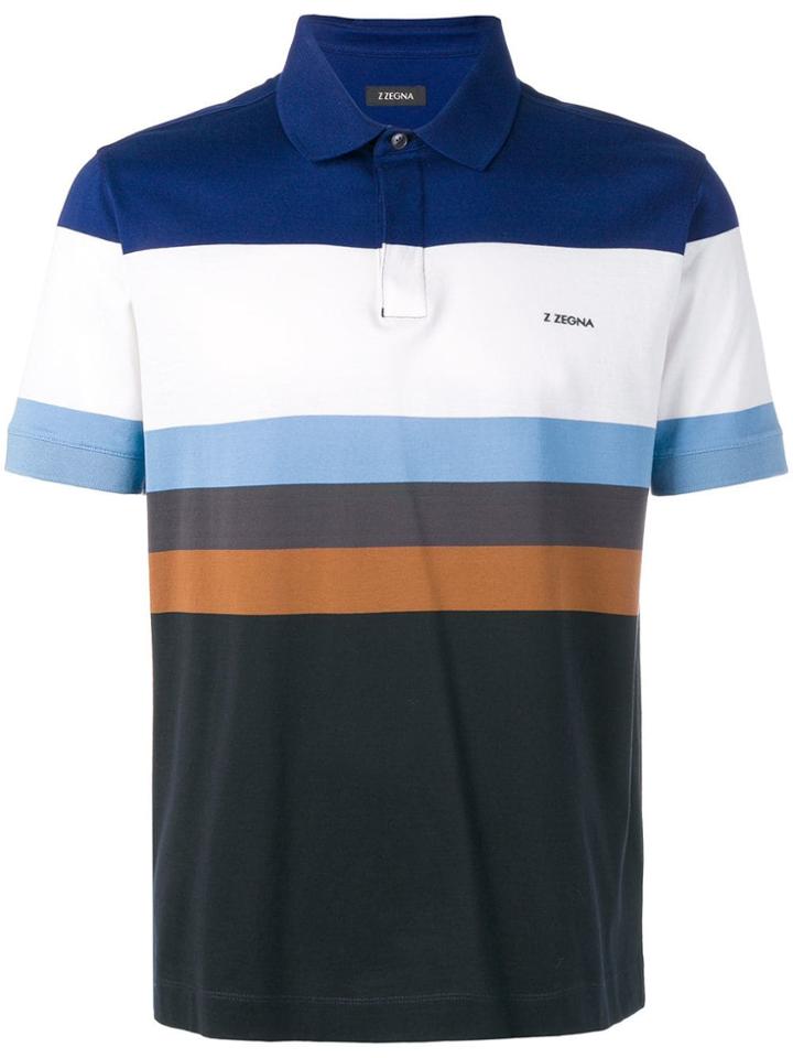 Z Zegna Colour Block Polo Shirt - Blue