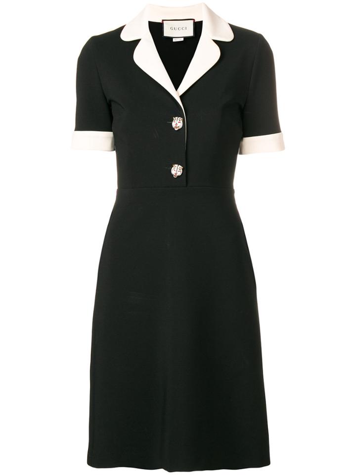 Gucci Contrast Trim Jersey Dress - Black
