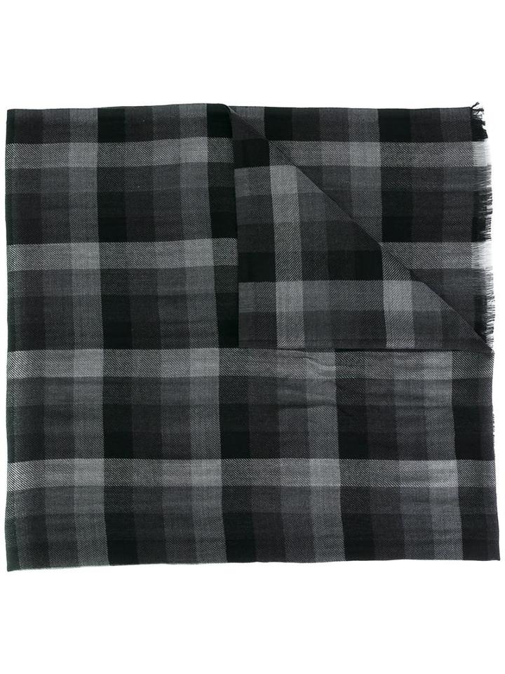Ermenegildo Zegna Checked Scarf, Men's, Black, Wool/cashmere/silk