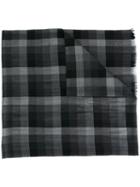 Ermenegildo Zegna Checked Scarf, Men's, Black, Wool/cashmere/silk